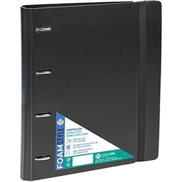 Notebook - CARCHIVO - CARPEBLOCK PP FOAM - Svart - 4 ringar - 35 mm Svart