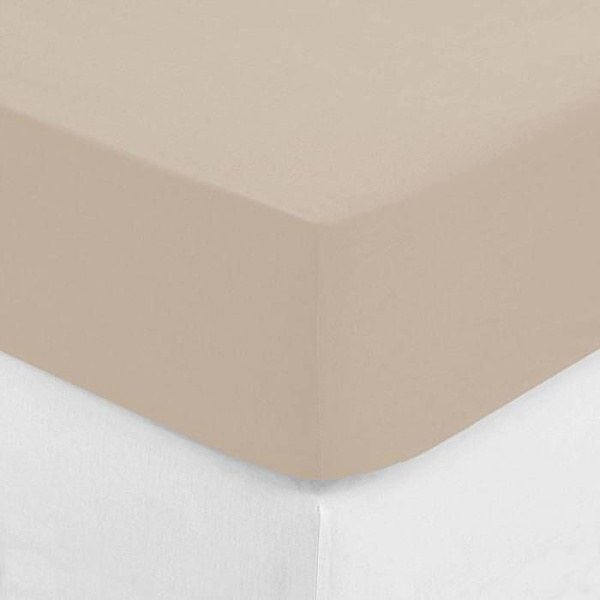 Drap housse - ATMOSPHERA - 2 Personer - Beige linne bomull - 160 x 200 cm - Höjd på fickan 30 cm Linne Beige