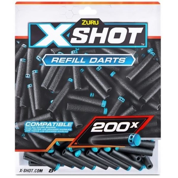 Tillbehör för dartpilar - ZURU - X-SHOT Excel Pack 200 - Luftfickteknologi - Universell kompatibilitet - Praktiskt paket Flerfärgad