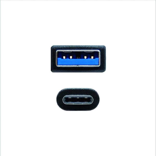 USB A til USB C kabel - NANOCABLE - 10.01.4000 - 0,5 m - Sort - USB A og C stik