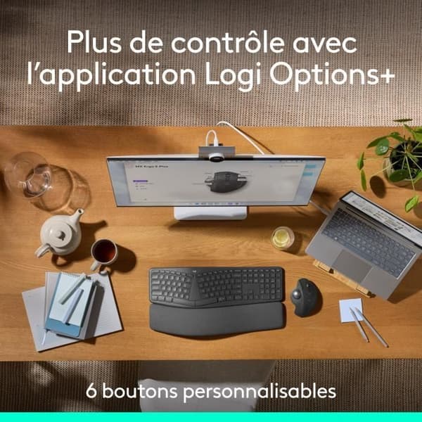 Ergonomisk mus - trådløs - Logitech - MX ERGO S - Grafit