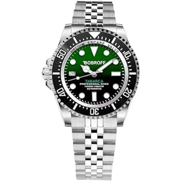 Bobroff Analog Automatisk klocka för män med armband i rostfritt stål BF0002iJ, grön, 42 mm Grön