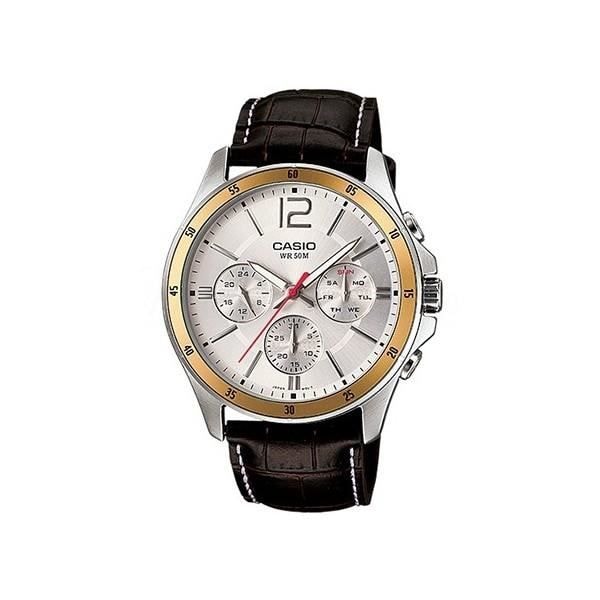 Ur - CASIO - MTP-1374L-7A1 - Brun Læder - Vandtæthed 5 ATM - Analogisk kastanj