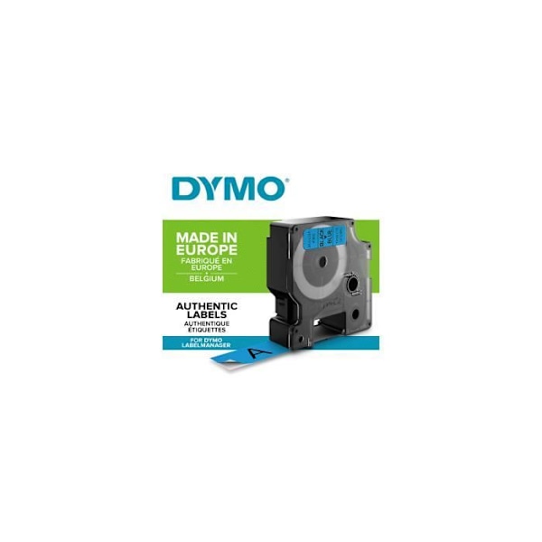 DYMO LabelManager tapekassette D1 19mm x 7m Sort/Blå (kompatibel med LabelManager og LabelWriter Duo)