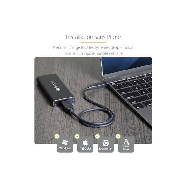 USB 3.1 kabinet - STARTECH - M.2 SATA - Aluminium - 2 To - USB-C