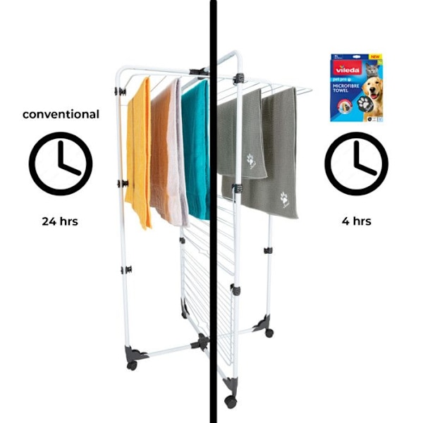 Eläinten pyyhe - VILEDA - PET Pro Mikrofiilipyyhe XL - 65 x 100 cm - 100% Mikrofiili - Konepestävä Ljusgrått