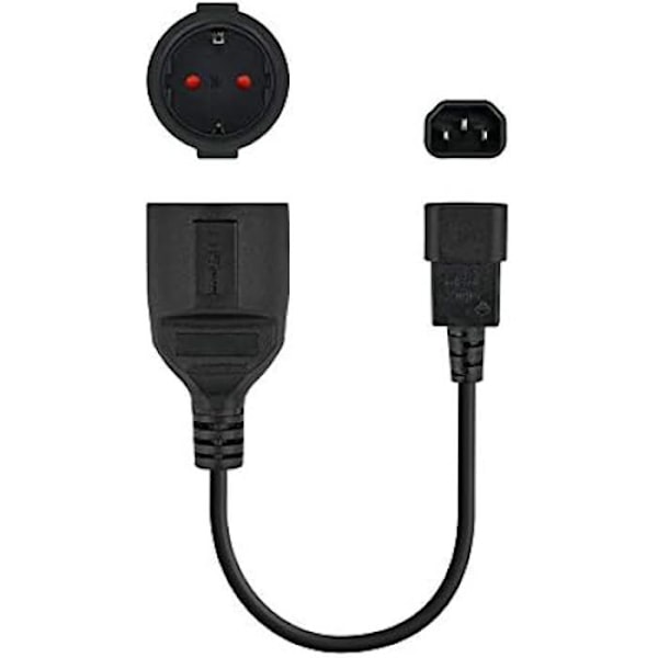Strömadapterkabel - NANO KABEL - 10.22.0902 - C14 hane till CEE7 hona - 50 cm - Svart Svart
