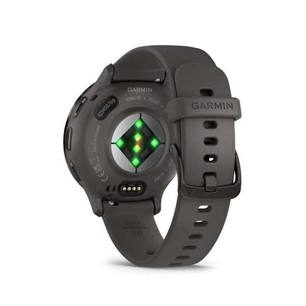 Yhdistetty GPS-kello - GARMIN - Venu 3S - 30,4 mm (1,2") - Harmaa teräs, tummanharmaa kotelo ja tummanharmaa silikoniranneke Mörkgrå