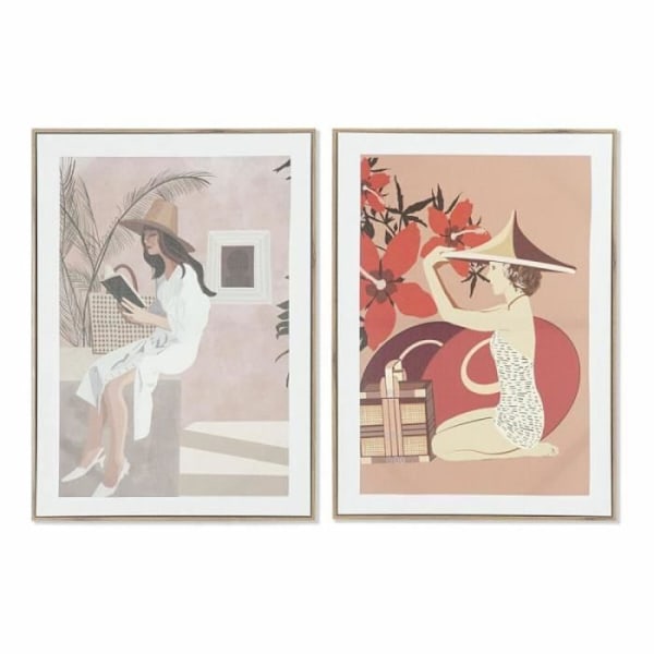 Cadre DKD Home Decor Nainen (2 kpl) (50 x 3 x 70 cm)