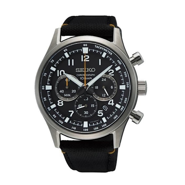 Ur - SEIKO - SSB449P1 - Læder og tekstil - Kronograf - Sort Kvartsrörelse