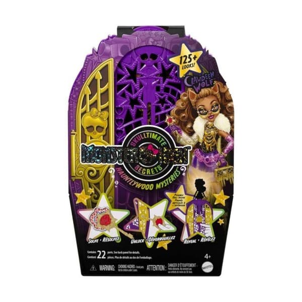 Monster High Dukke - MATTEL - Clawdeen Wolf - Skulltimate Secrets - 19 overraskelser - 4 år og op Farverig