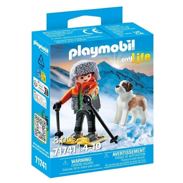 PLAYMOBIL 71741 Poika lumikengillä ja Saint Bernard -koira, My Life, 8 osaa, Sopii yli 4-vuotiaille Flerfärgad