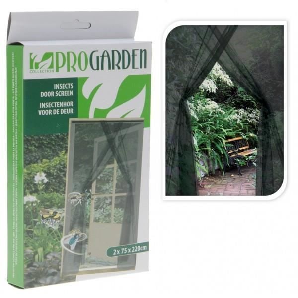 Myggnät för dörr - PROGARDEN - 2 X 75 X 220cm - fästlist 660cm Svart