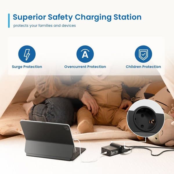 Lader - Ewent - EW3992 - 65W - GaN - 6 enheder samtidigt