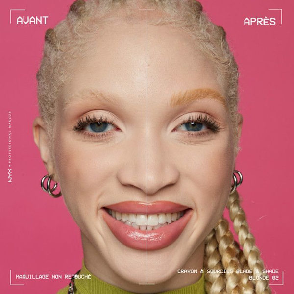 Kulmakynä - NYX Professional Makeup - Blade & Shade - Kaksipäinen - Kesto 16h - Blondi Blont hår