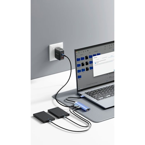 Vention 5-i-1 USB 3.0 til RJ45/3xUSB 3.0/USB-C Blå Aluminium Legering Type