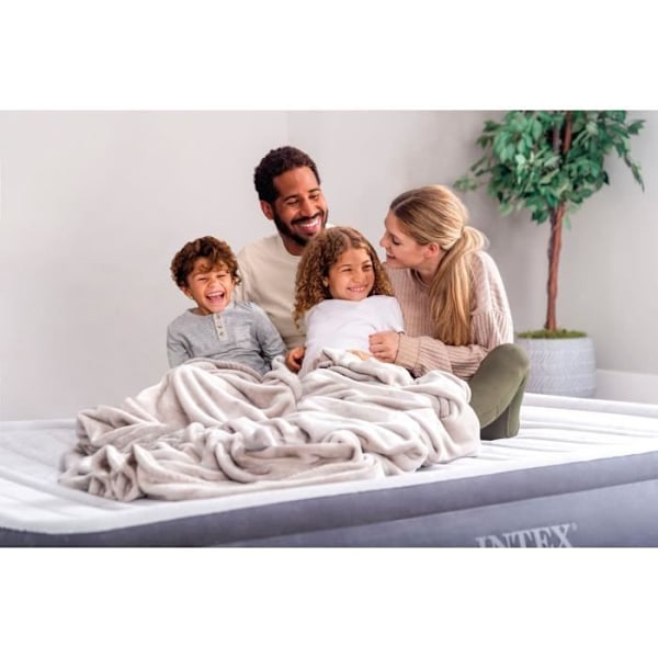 Intex luftmadras - 2 personer - 150 x 200 cm Färg: Ljusgrå / Mörkgrå kant