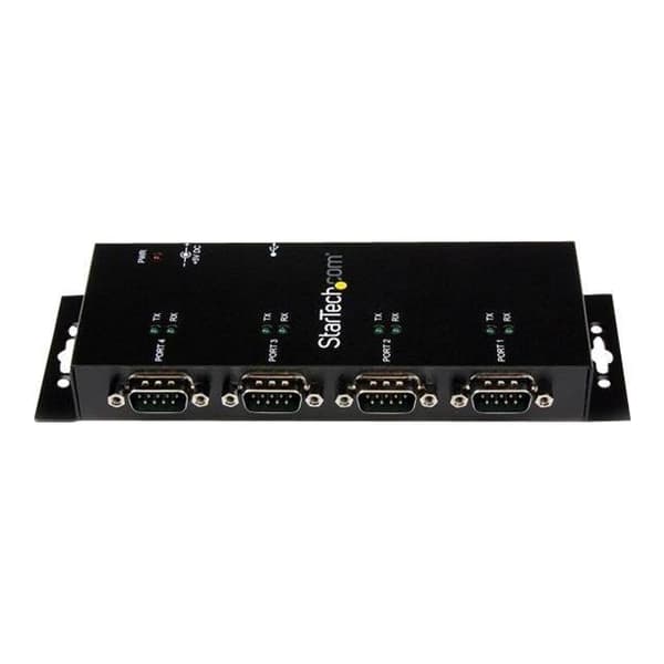 STARTECH.COM 4 port USB til seriel DB9 RS232 Adapter Hub - Industriel DIN-skinnemontering og vægmontering - Seriel Adapter - USB 2.0
