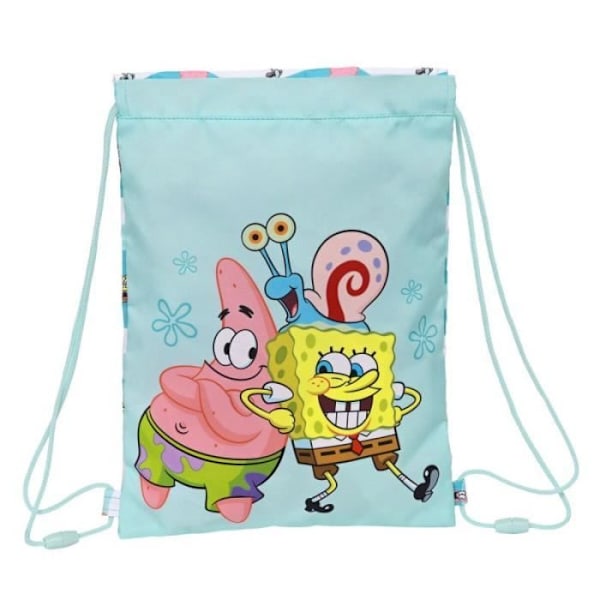 Ryggsäck - Spongebob - Håll dig positiv - Blåvit - 300D polyester - 26 x 34 x 1 cm Blå vit