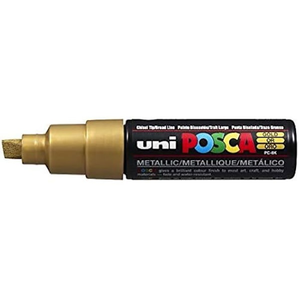 Markörer - POSCA - PC8KOR - Set med 6 - Guldfärg - Bred spets - Outplånlig Guld