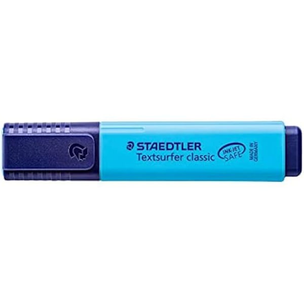 Highlighter - STAEDTLER - Textsurfer 364-3 - Æske med 10 stk - Farve Blå - Mejselspids 1-5 mm blå