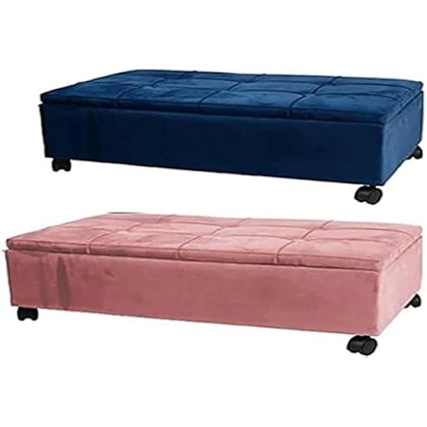 Bænk - DKD Home Decor - Alamo - Polyester - Marineblå - Lys pink - 2 stk.