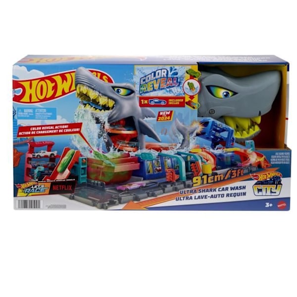 Hot Wheels City-Shark Autopesu-Color Reveal Autosarja HTN82 Flerfärgad