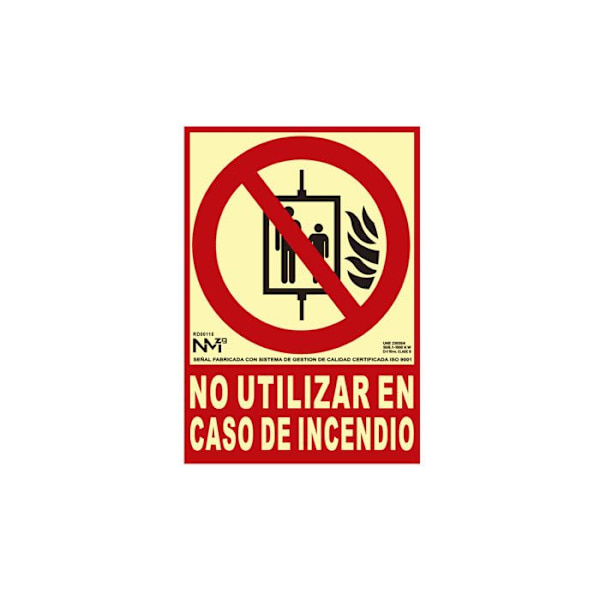 -SEÑAL NO UT EN CASO DE INCEN. 210X300MM Grå