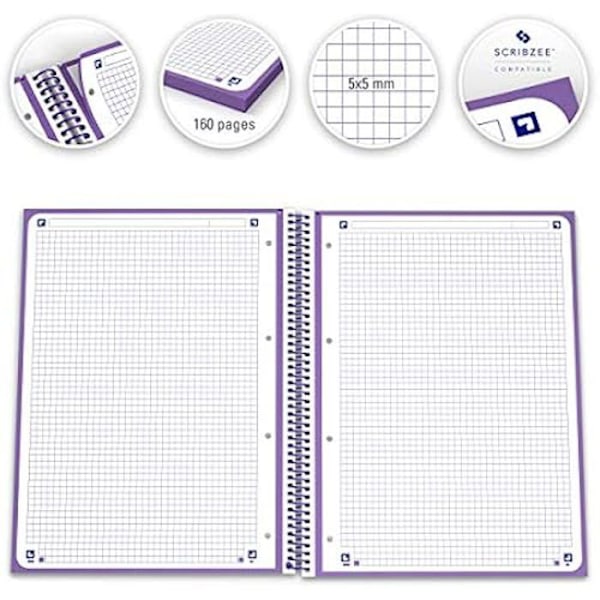 Oxford European Book A4 Purple Notebook 5 Units Mauve