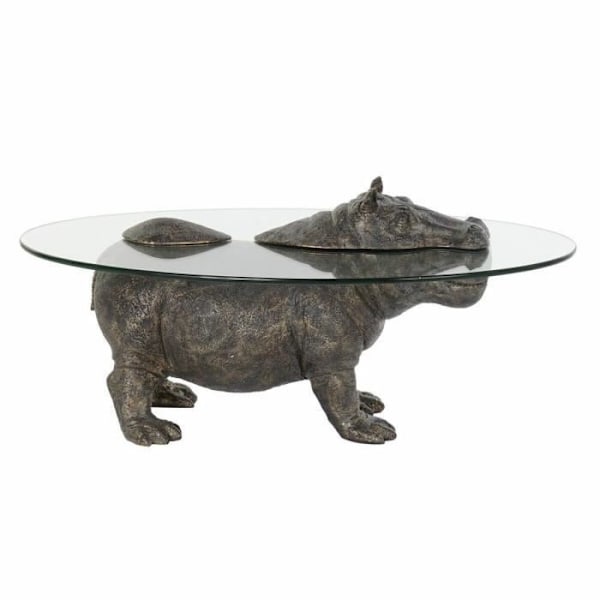 sidebord gennemsigtigt glas kobberharpiks koloniflodhest (80 x 50 x 37 cm)