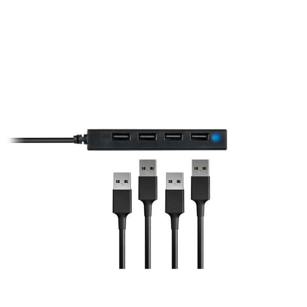 USB Hub - Conceptronic - HUBBIES05B - 4 Porttia - USB 2.0 - Integroitu kaapeli