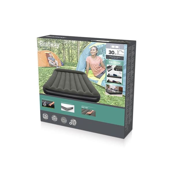 Ilmapatja - Bestway - 67681 - 191x137x30 cm - Musta/Harmaa - 1 paikka Sort grå