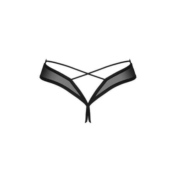 Obsessiivinen - String Roxelia Avoimella Haaralla - Musta Sort M/L