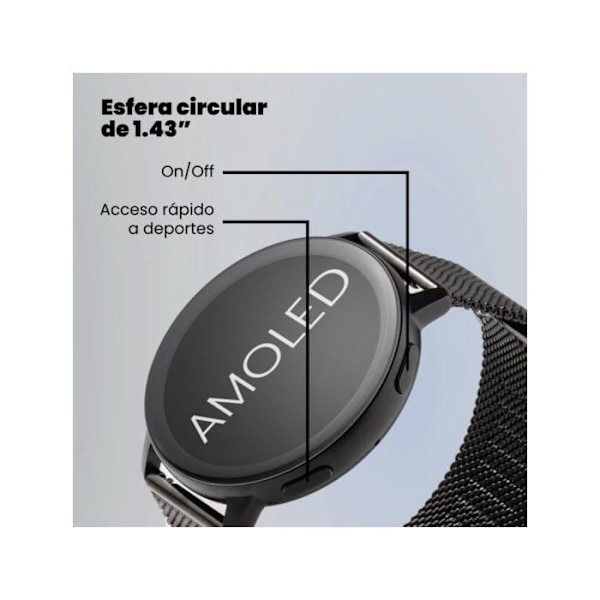 SPC SMARTEE DUO CLASSIC - Sort smartwatch med udskiftelig rem, AMOLED 1,43", Bluetooth-opkald, 8J batteri, IP68