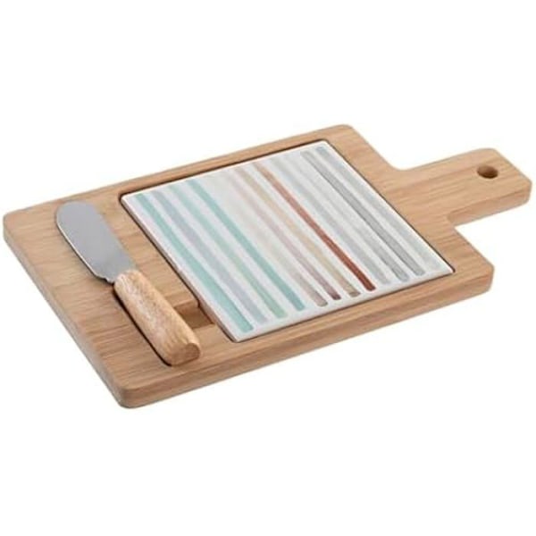 Förrättsbricka - DKD Heminredning - Flerfärgad - Bambu och stengods - 21,5 x 11,8 x 1,5 cm - Rektangulär mångfärgad