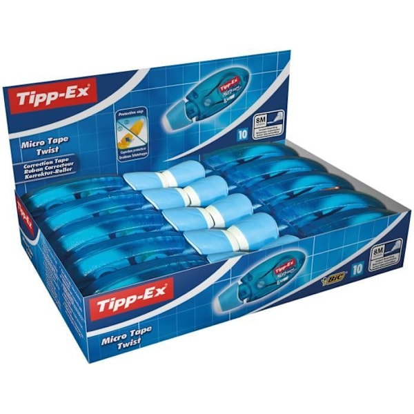 Korrigatorer - BIC - Box med 10 band - Blå - 8m resistent