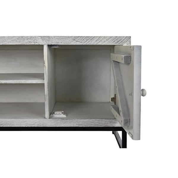 Intialaistyylinen TV-kaappi - Metallia ja mangoa - Valkoinen - 130 cm