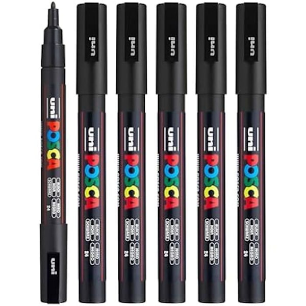 POSCA CF6 Fine Pocket Pen Sort - Uudslettelig - Study - Blandet Svart