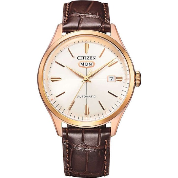 Ur - Stål, Læder Guld - Citizen - NH8393-05A Eller ros, Mörkbrun