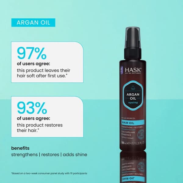 Hårolie - Hask - Arganolie - 100ml - Reparerende - Glans uden krus.