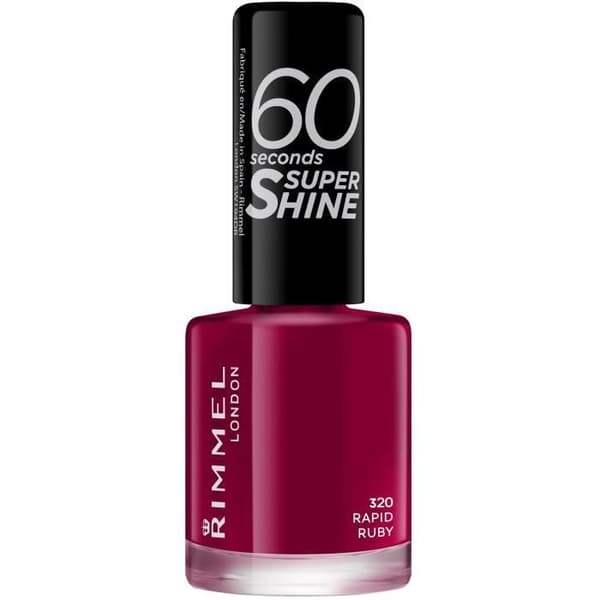 RIMMEL Neglelak 60 Sekunder Super Glans - 320 Hurtig Rubin Rød