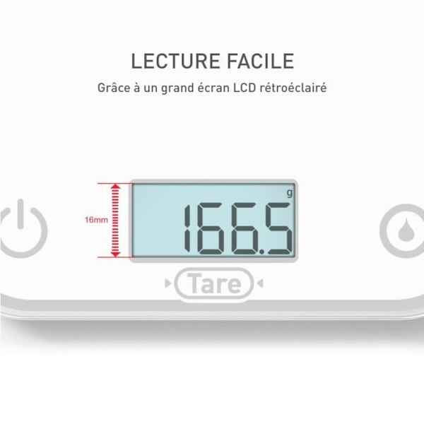 TEFAL Optiss elektronisk köksvåg, bakgrundsbelyst display, reptålighet, 5 kg kapacitet, vit BC50U0V0 Vit