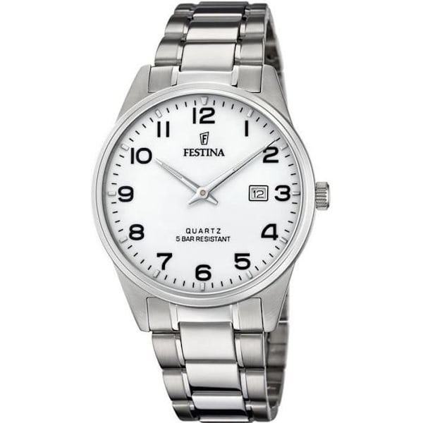 Ur - Festina - 20511 - Analog - Rustfrit stål - Hvid skive Silver, Vit