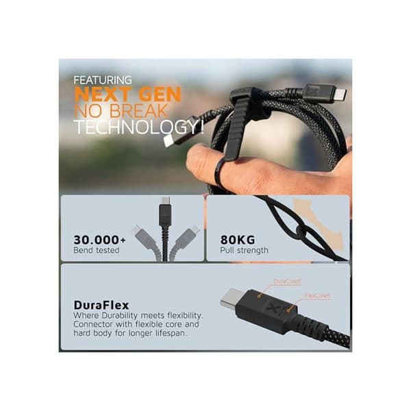 USB-C PD 100W kabel - Xtorm - 3 meter - Sort - Ultra hurtig opladning - Hurtig dataoverførsel - Holdbar design