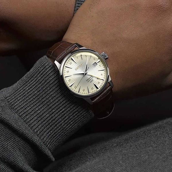 Ur - SEIKO - Présage Cocktail SSK041J1 - Automatisk - Brun Læder - GMT-hånd. Automatisk rörelse