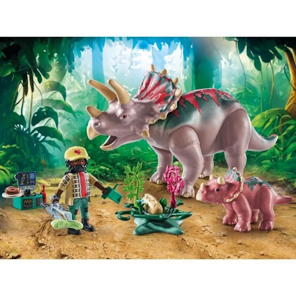 PLAYMOBIL 71821 Triceratops vauvan ja tutkimusmatkailijan kanssa, Dinos, 29 osaa, Aikuisille 4 vuotta ja yli Flerfärgad
