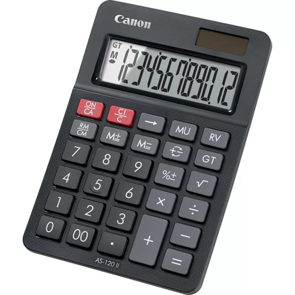 Desktop lommeregner - CANON - AS-120 II HB - LCD - Sort - Batteri