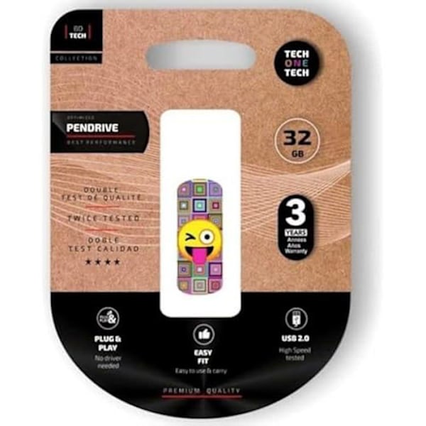 USB-nøgle - TECH ONE TECH - TEC4402-32 - 32 GB - USB 2.0 - Multifarvet