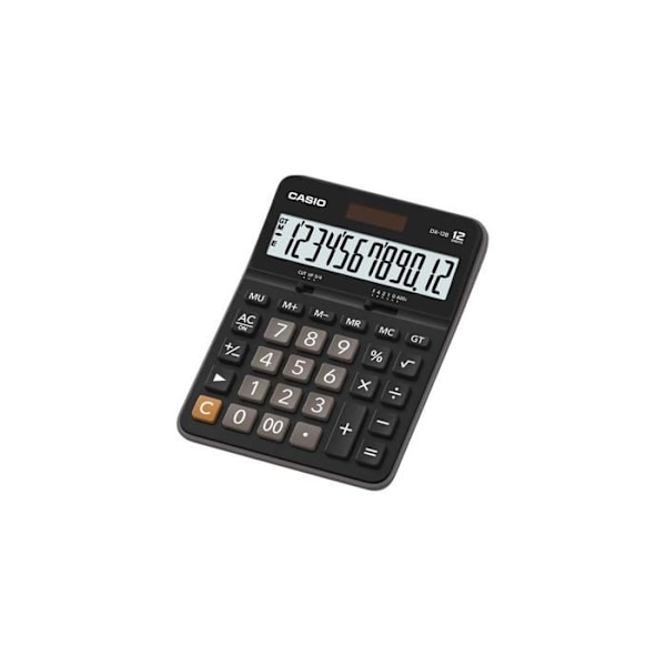 Taskulaskin - Dual Power - Dx-12b - 12 numeroa - Suuri kalteva näyttö - Musta musta