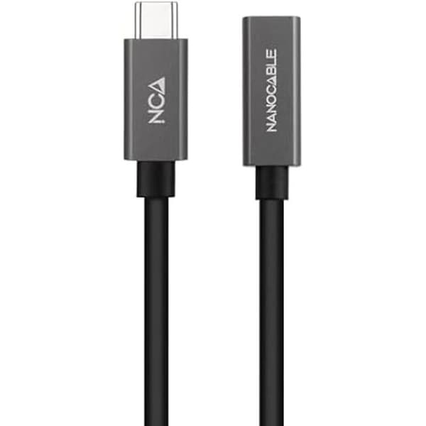 NANOCABLE 10.01.4400 - USB 3.2 Gen2x2 20Gbps 3A-kabel, 4K/60Hz, USB-C han til USB-C hun, sort, 0,5 m